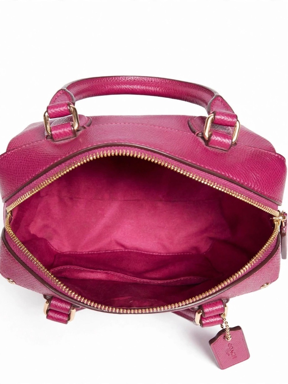 Coach Bennett Satchel F36624 Magenta Pebbled Leather Crossbody Gold Hardware - Picture 6 of 10